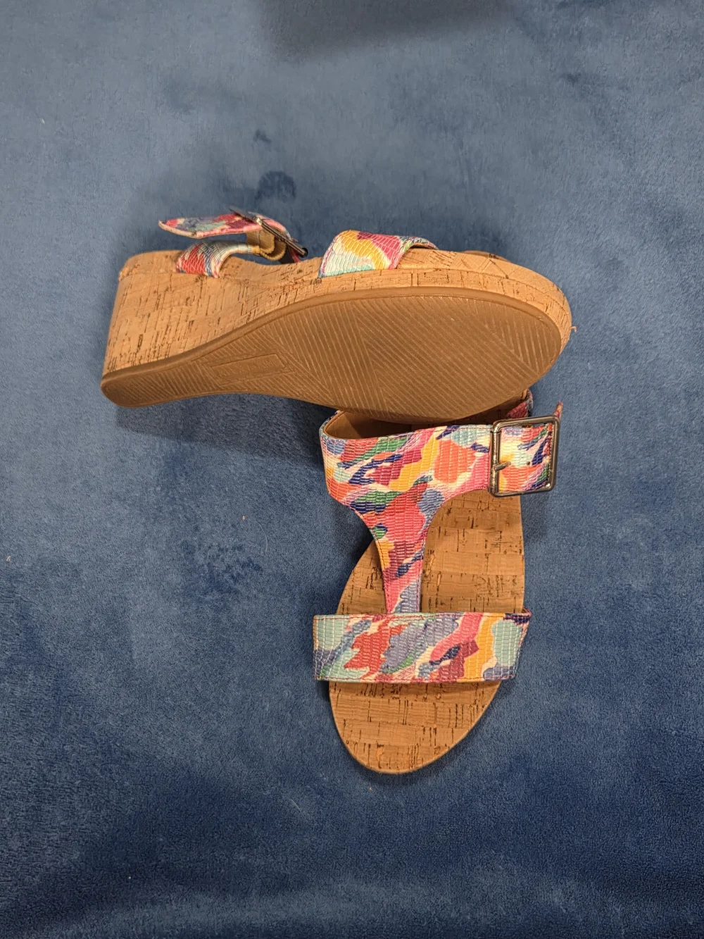 Alex Marie Multicolor Cork-Style Buckle Sandals